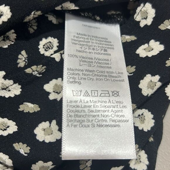 madewell ns232 Ruched V-Neck Mini Dress in Floral blk and wt nwt size 4 - Picture 12 of 13